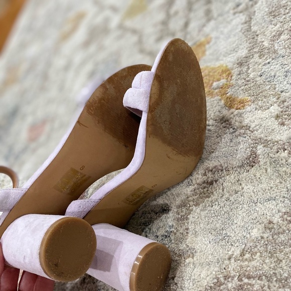 Madewell The Rosalie High-Heel Lilac Lavender Double Strap Suede Sandal Size 8 - Picture 6 of 9